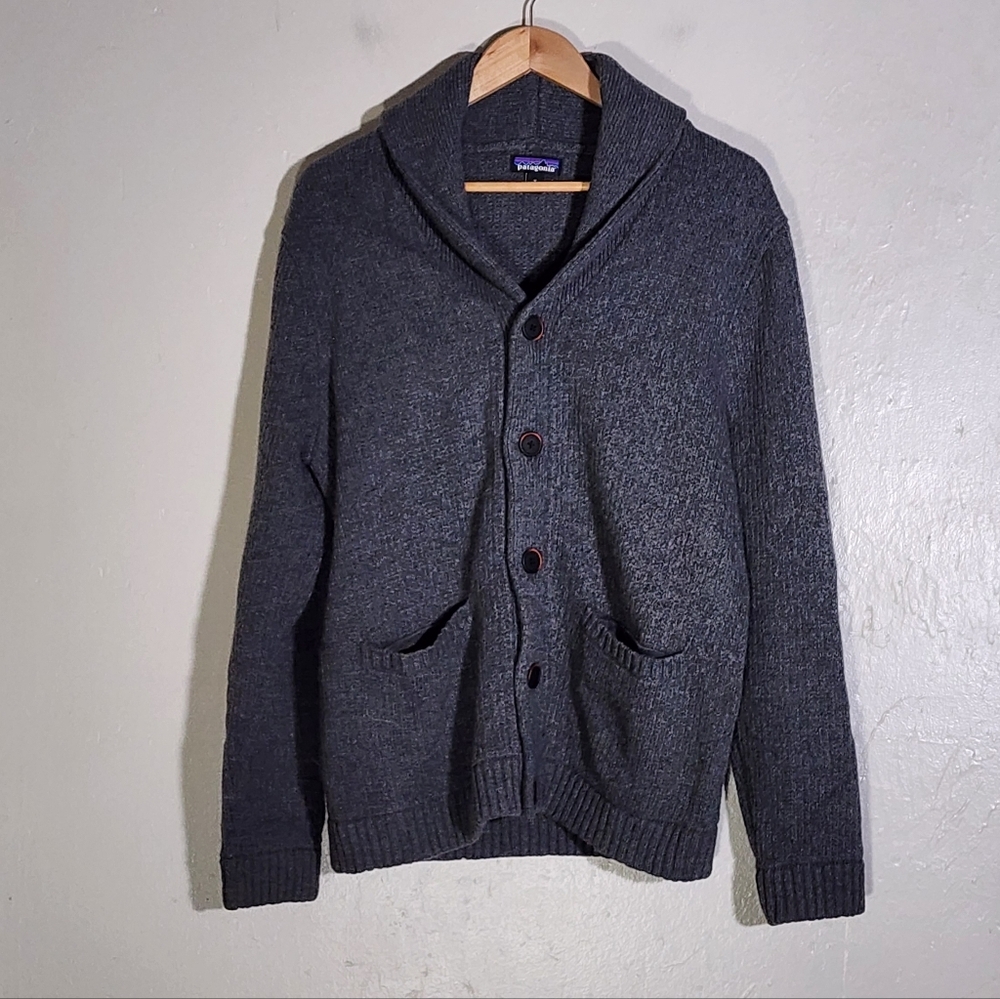 Patagonia Charcoal Shawl Collar Button-Up Sweater